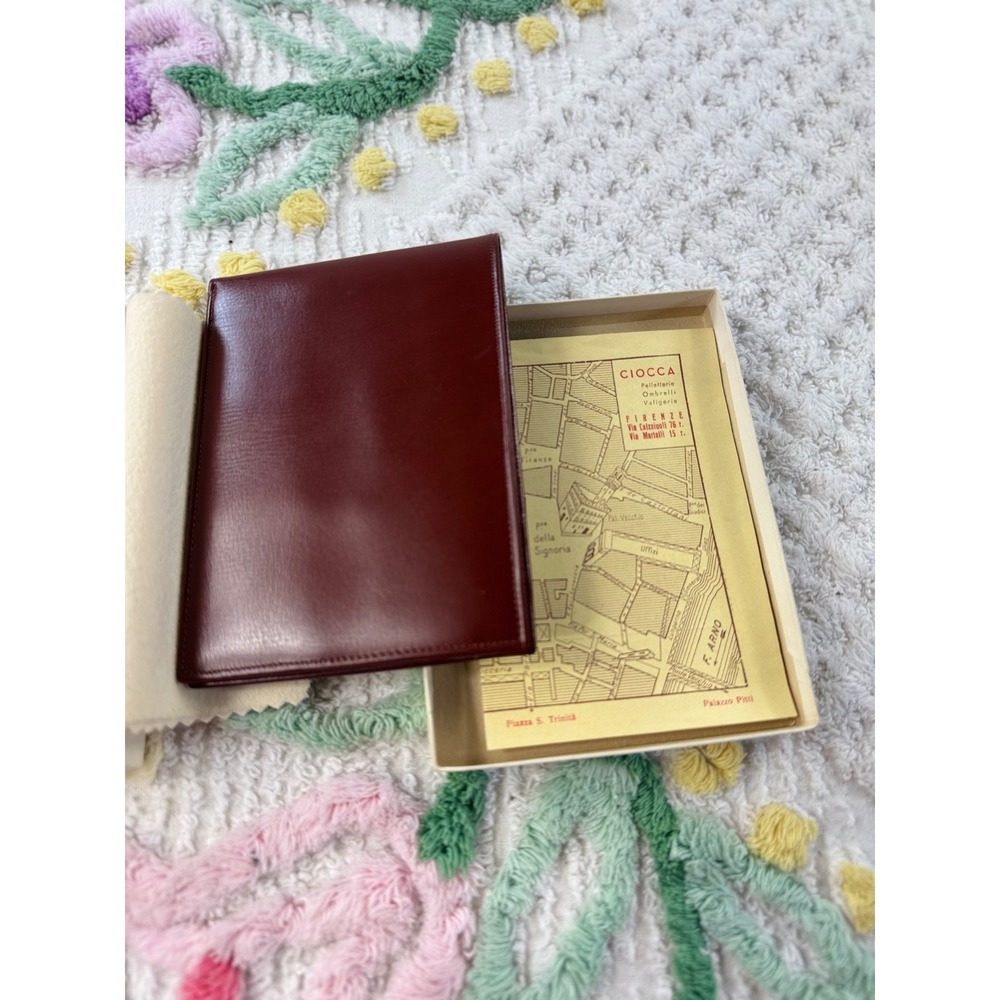 Vintage Ciocca  Leather Bifold Wallet Card Holder‎ Burgundy Italy Map Included - Picture 2 of 8